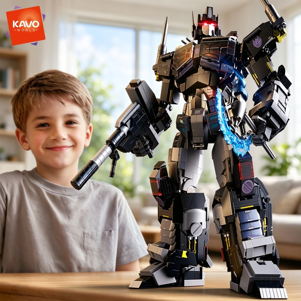 KAVOWORLD 2000+pcs Extra-large Super Heroes Mecha Robot Building Blocks Set Action Figure Model Kit Nemesis Knight DIY Assembly Construction Bricks Toys With Light-Up Eyes & Chest Movable Joints With Accessories Halloween Christmas Birthday Gift for Teens