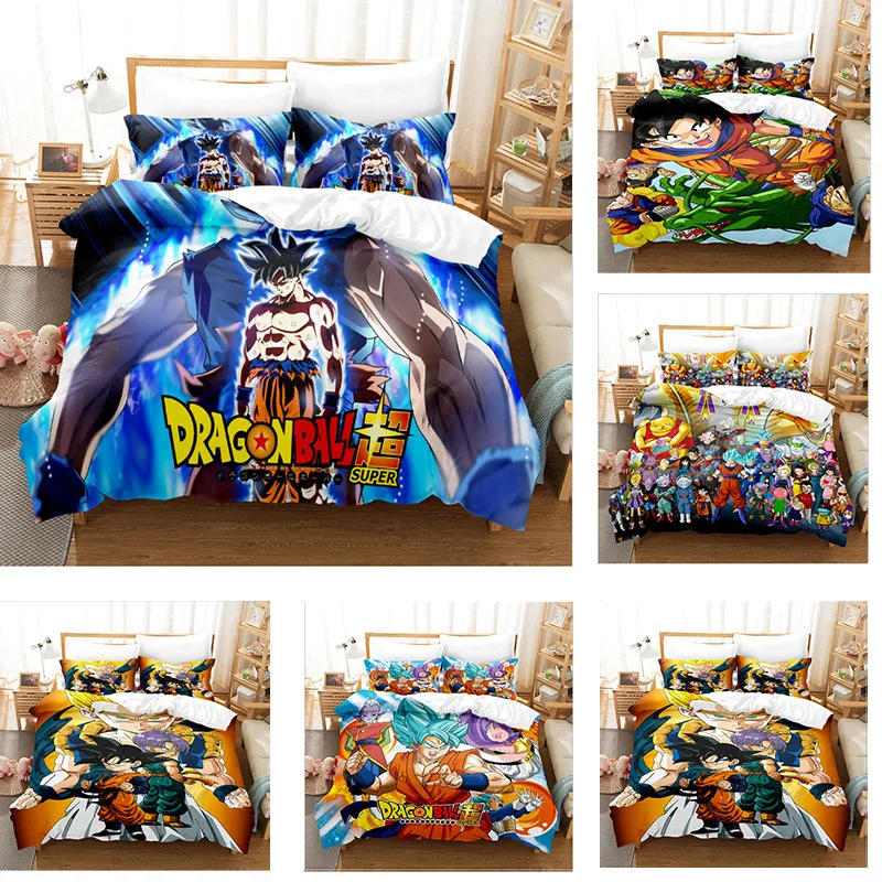 Animation Three-piece Set Dragon Ball Anime 3D Digital Printing Three-piece Set Wrapped for Warmth and Comfortable Sleep