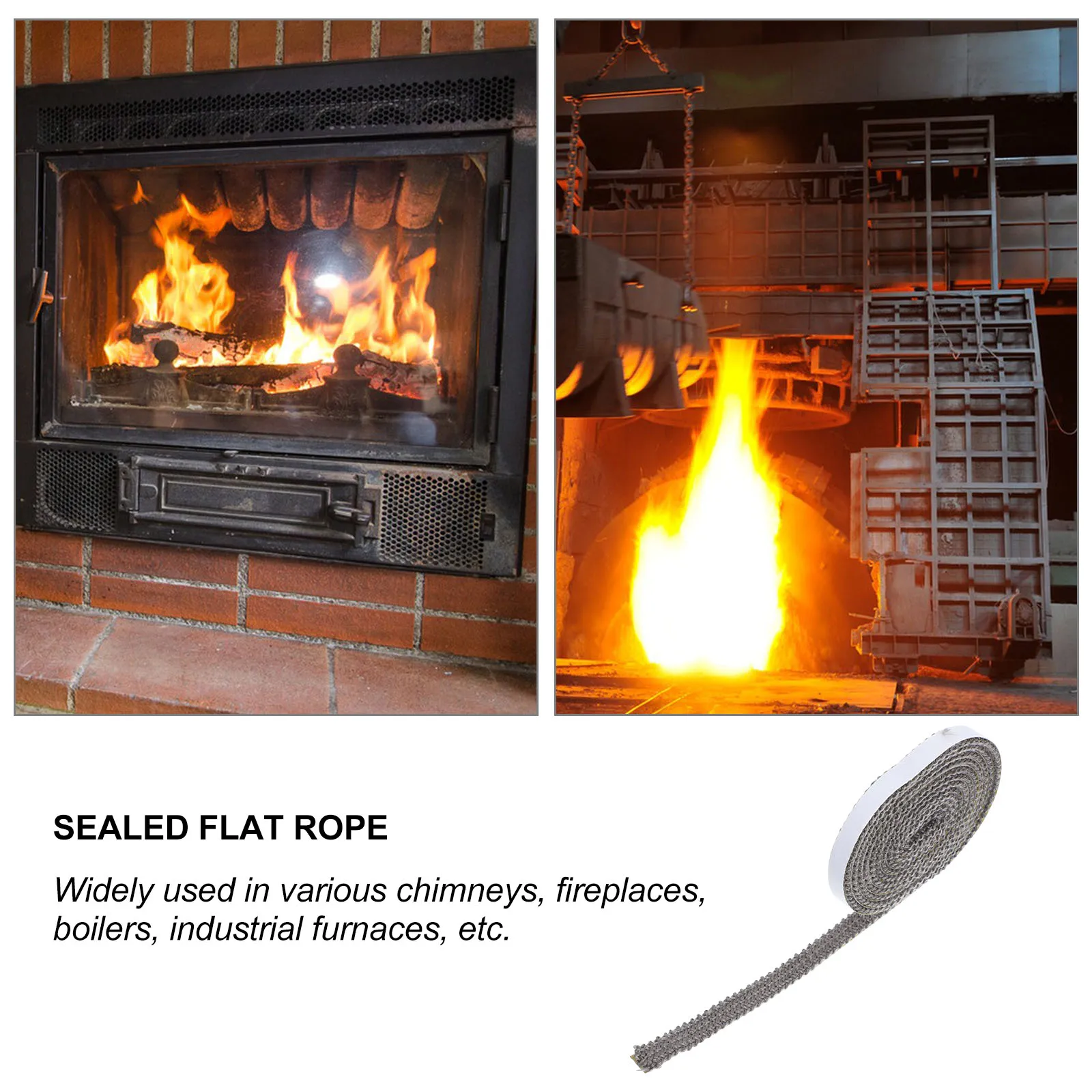 

1 Roll Flat Self Adhesive Stove Door Gasket Seal Tape Fiberglass Rope Fireplaces Rope High Temp Fire Seal Liner