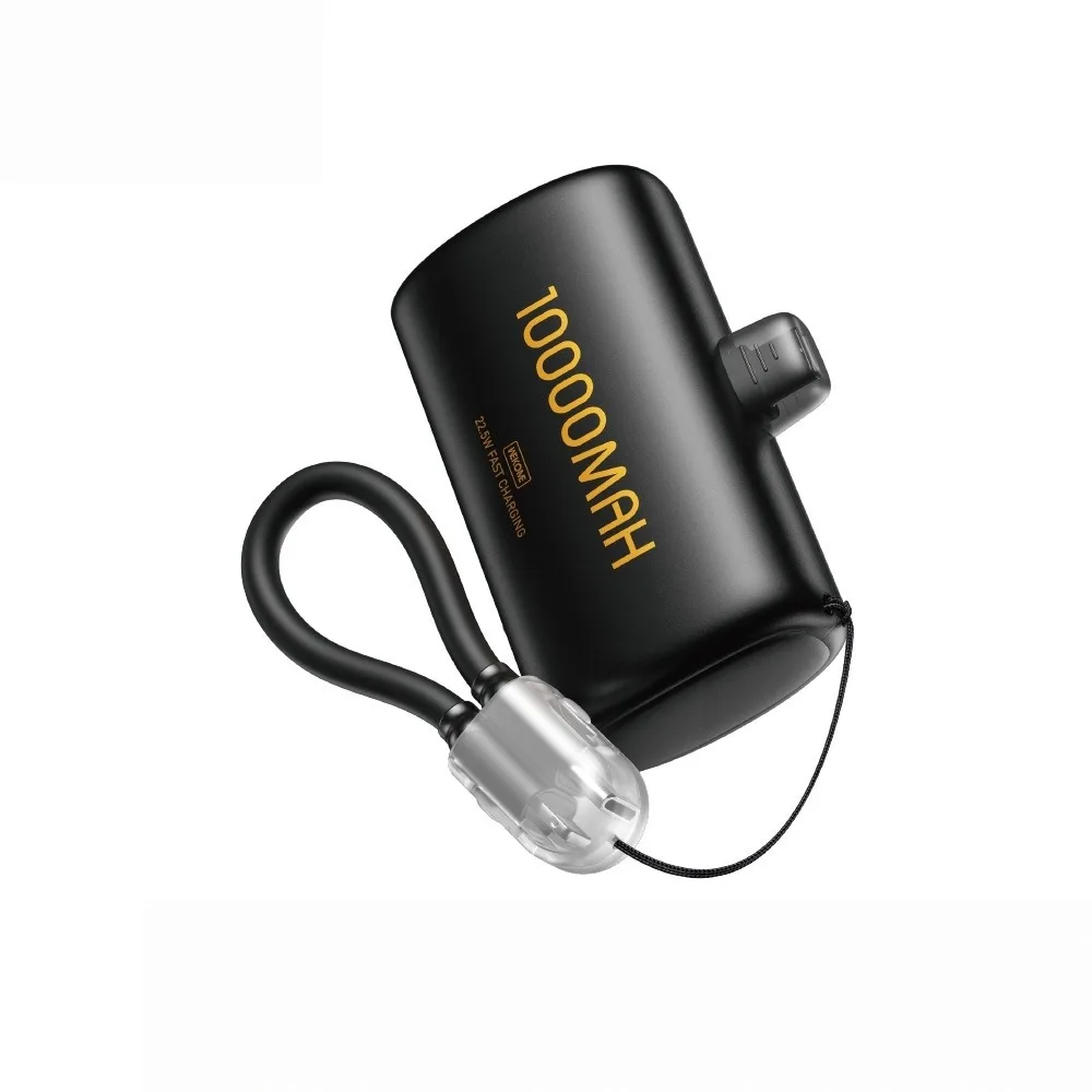 10000mAh Powerbank PD 22.5W Schnellladen mit integriertem Type-C & Lightning Kabel LED Anzeige Standfuß, schwarz