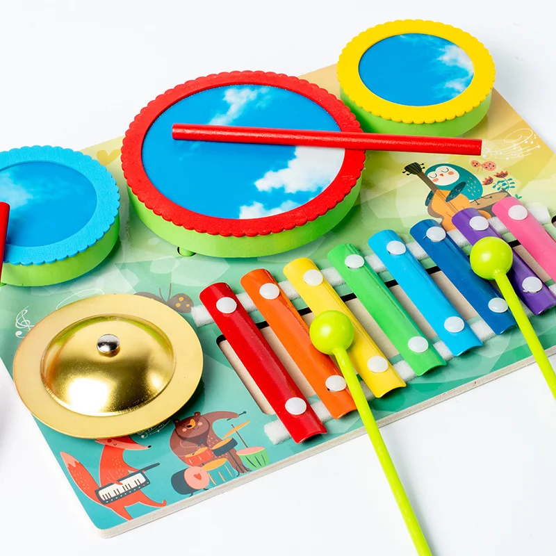 Children Wooden Eight-tone Hand Knocking Hand Knock Percussion Instrument Piano Educational Musical Instrument Toy New