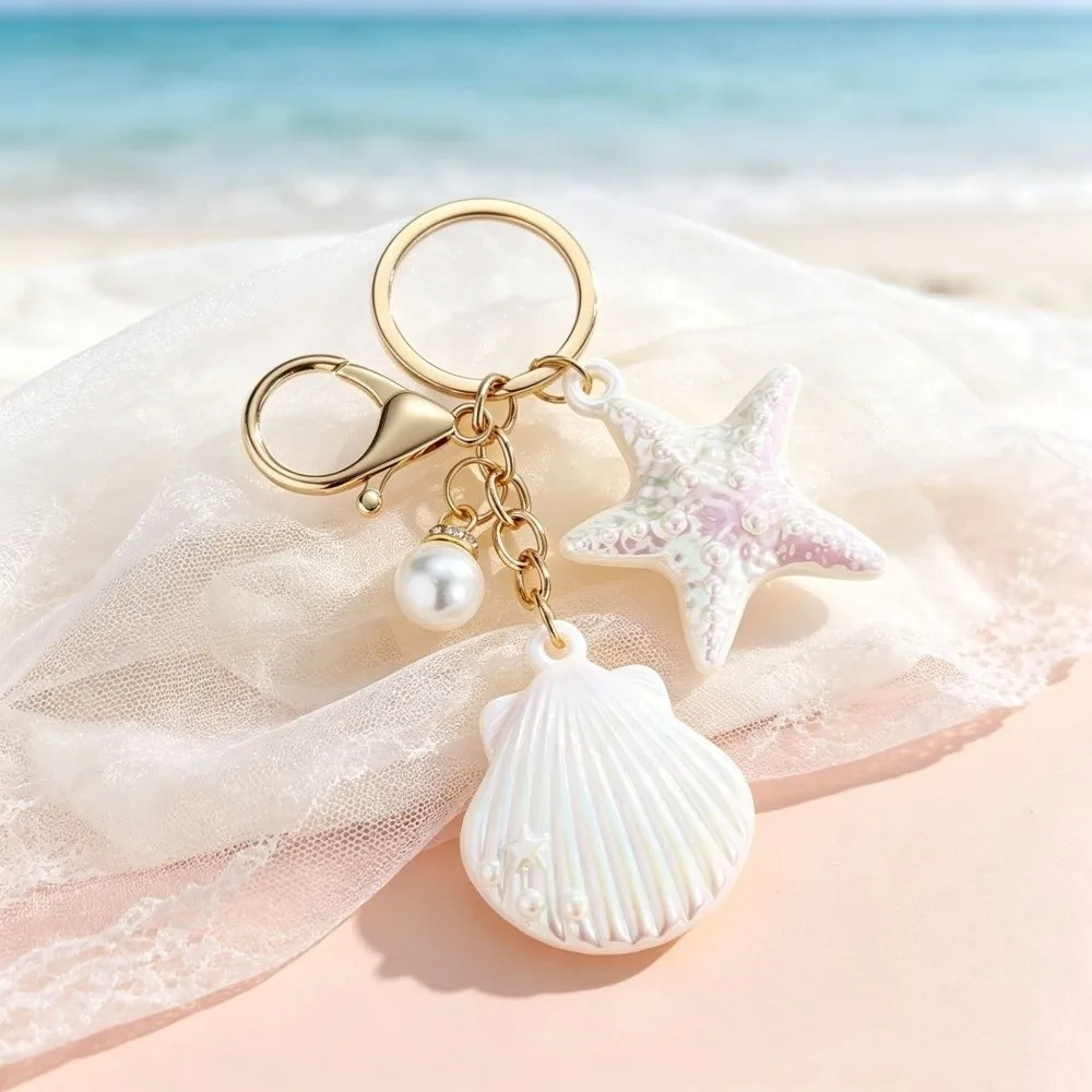 Charming Colorful Shell Keychain Marine Creature Shell Shell Key Ring Mermaid Resin Shell Pendant Car Key Holder