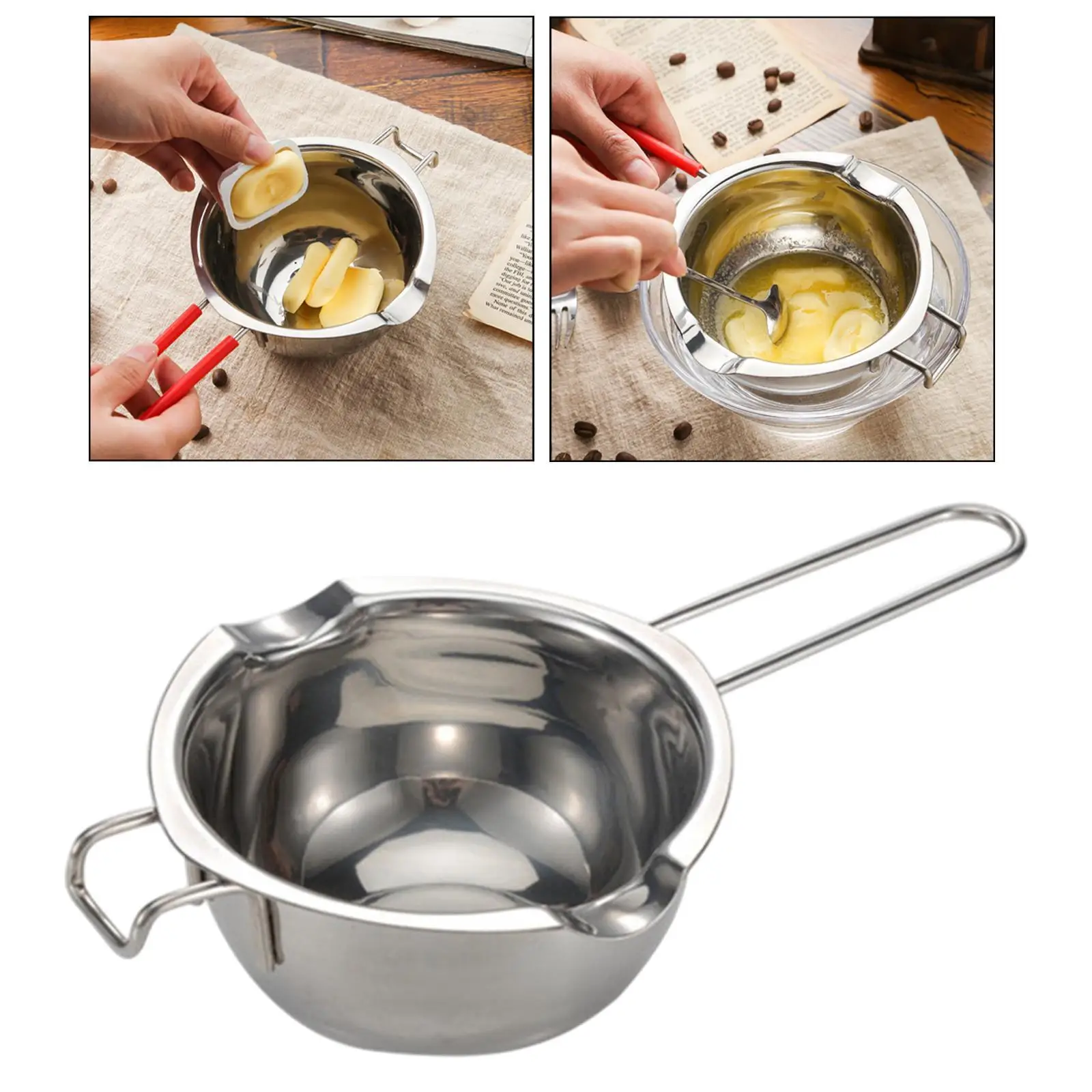 600ml Stainless Steel Double Boiler Pot for Melting Chocolate, Candy, Candle with Handle Corrosion Resistant Premium Materials