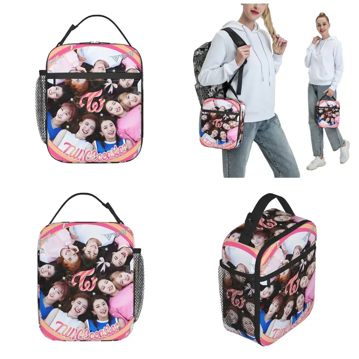 K-POP-TWICE Idol Pattern Thermal Insulated Lunch Bags for Work Portable Bento Box Cooler Thermal Lunch Box