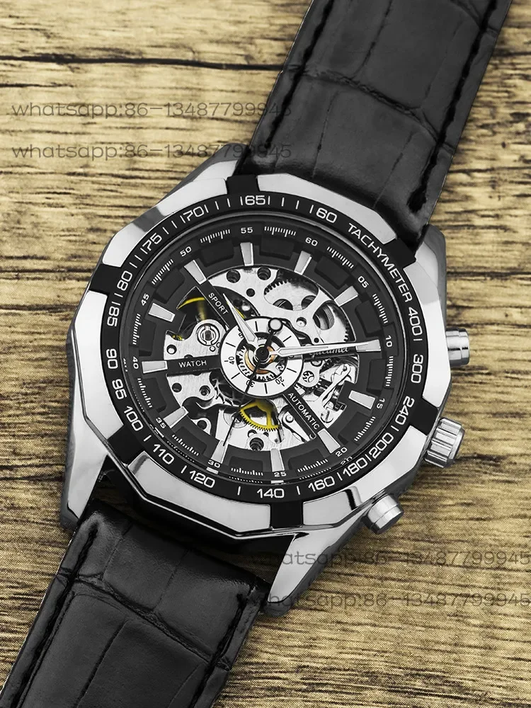 New Tourbillon Pure Mechanical  Men's Automatic Hollow Watch Waterproof Watch Student Personalized Men's Watch