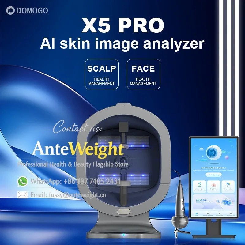 AI Face Skin Image Analysis X5 Professional Edition Scalp Analysis Facial Skin Analyzer Commercial Cloud Storage Compatible