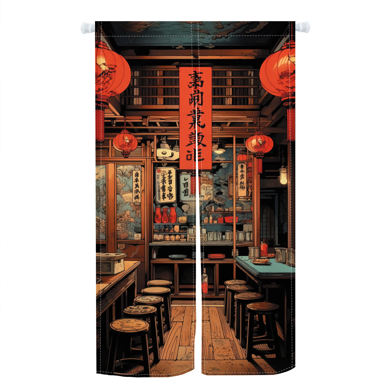 

japanese koi fish maneki neko floral noren door curtain linen half panel bar kitchen decor Enhance spatial aesthetics non-toxic