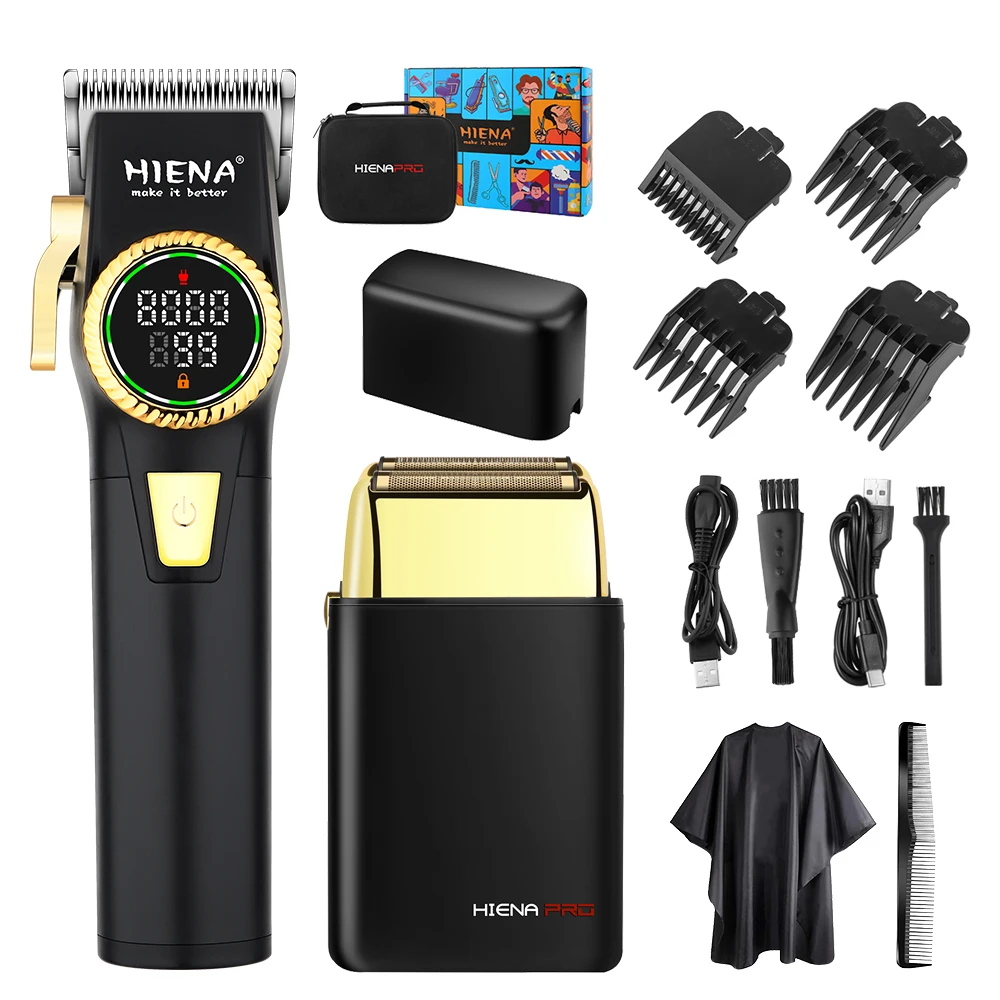 hiena Cordless Adjustable 1-10mm Hair Trimmer For Men Face Beard Trimmer Rechargeable Edge Hair Clipper Electric Lithium Battery