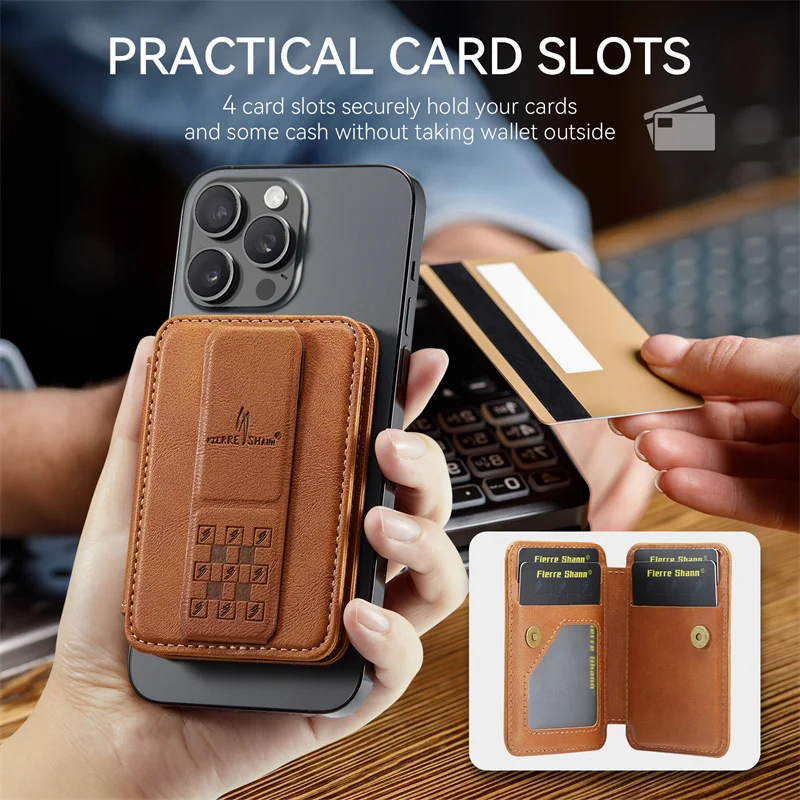 محفظة حقيبة جلدية PU فاخرة من EUCAGR حافظات بطاقات مغناطيسية لجميع وظائف Magsafe من جلد البولي يوريثان للرجال والنساء غطاء حامل للبطاقات