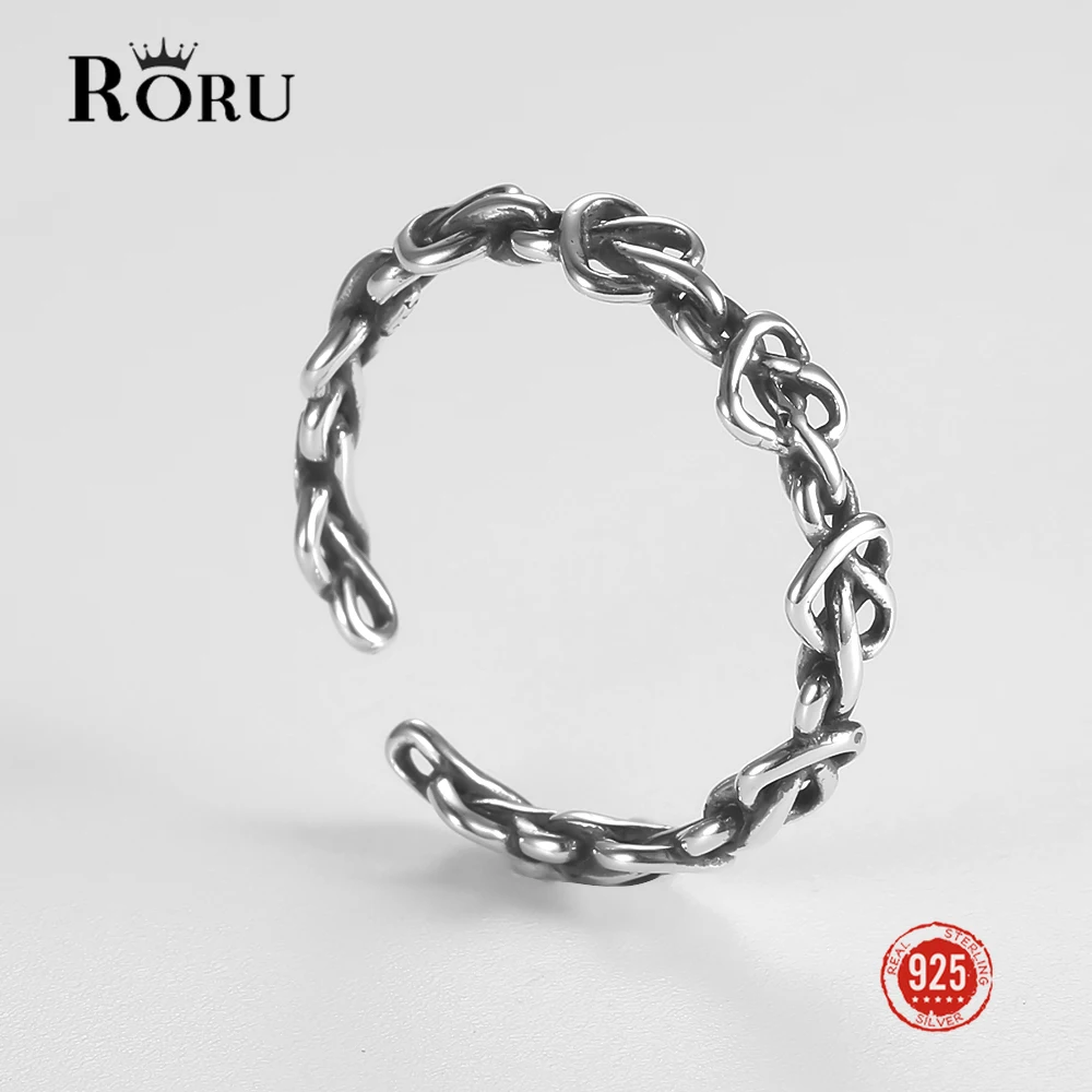 RORU Silver Jewelry 100% 925 Korean Cross Knotted Line Ring Female Fashion All-match Refinement Jewelry Accessories Кольцо Gift