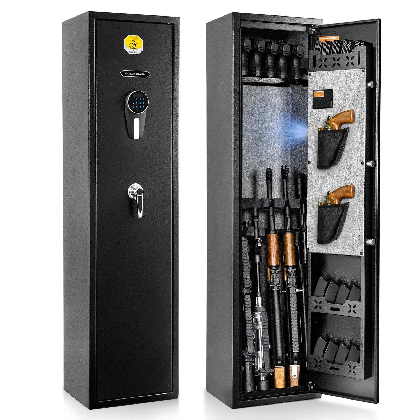 BlackSmith SE0106 Rifles de acero de aleación Acceso rápido Rifles de pistola largos Pistolas Gabinete seguro Montaje en pared con bolsillos Estantes de almacenamiento