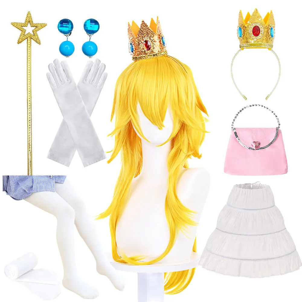 

Brave Princess Lolita Role Playing Costume Play Accessories Crown Headband Noble Peach Headwear Gold Wig Girls Birthday Dress up