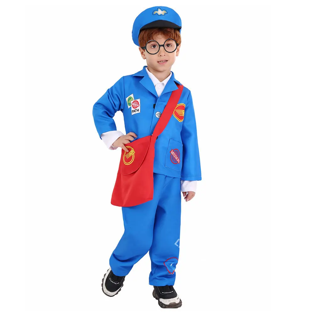 Boys Courier Mailman Postman Costume for Children Kids Little Delivery Man Uniform Outfit 5pcs/Set