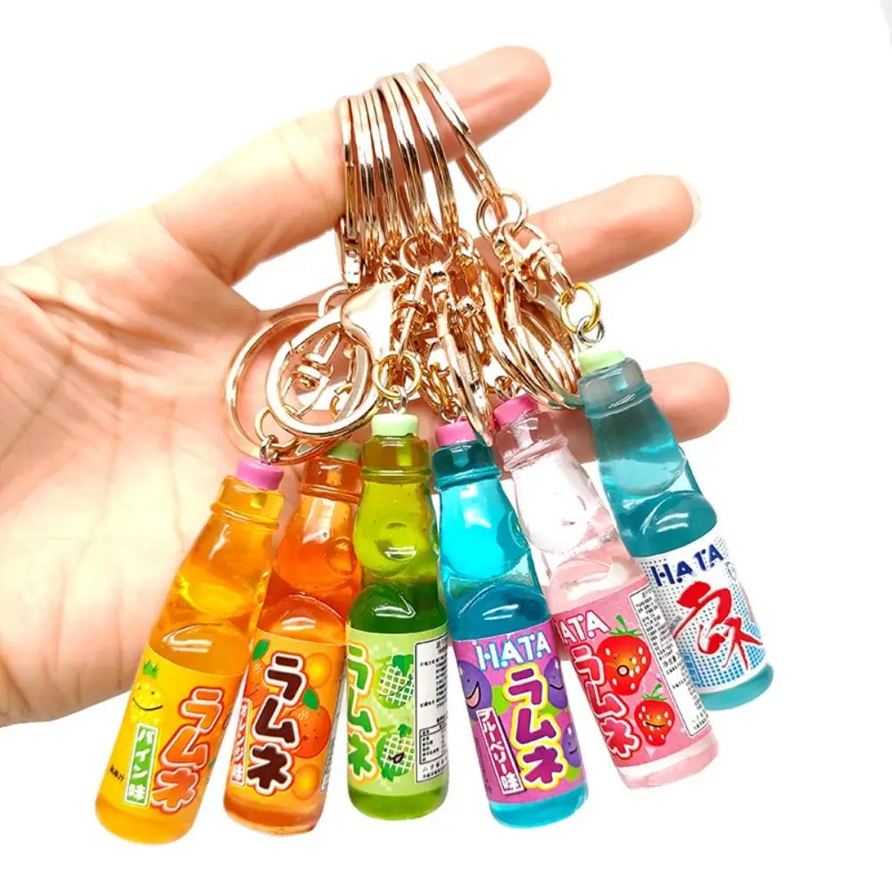 Creative Simulation Marbles Bobble Soda Key Chain Japanese Cute Soda Drink Charm Miniature Dollhouse Ornaments Bag Accessories