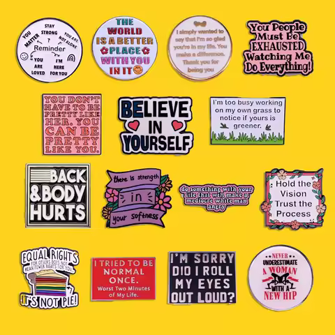 New Funny English Letters Quotes Brooch Creative Inspirational Badge Student Backpack Pin Gift Jewelry Accessories for Friend