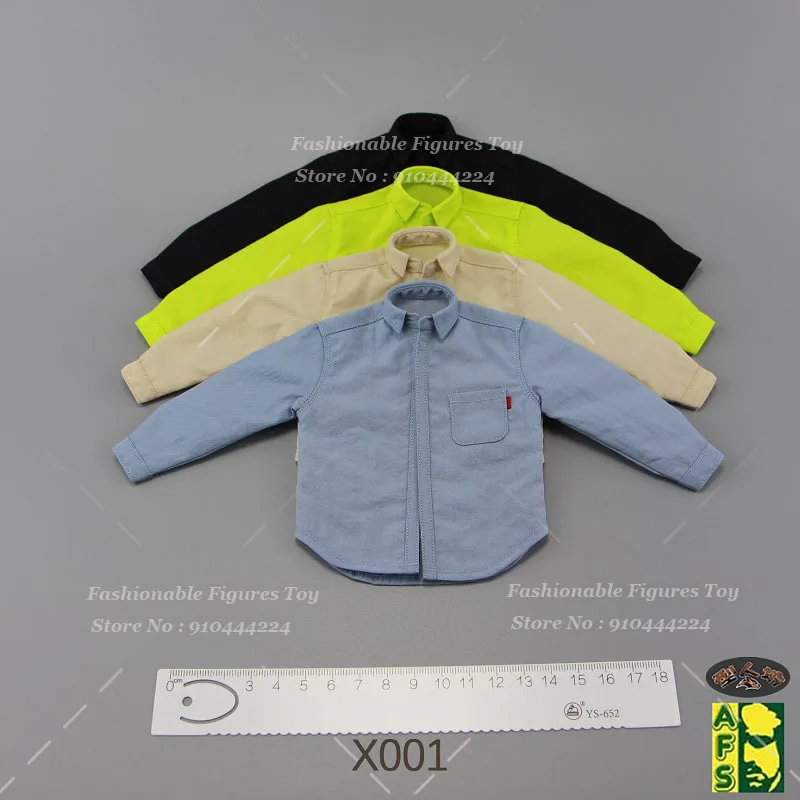 AFS 1/6 メンズ ソルジャーシャツ ストリートファッション 長袖ブラウス 無地 ラペル ルーズトップス フィット 12インチ アクションフィギュア ボディドール