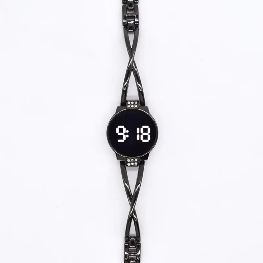 Fashion Touch Screen LED Watch Rhinestone Steel Band Touch Screen Watch LED Display Metal Bracelet Wrist Watch Teen Girls
