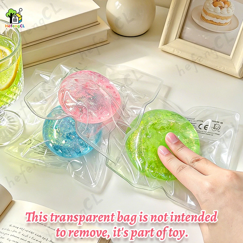 (HefengCL)Glitter Apple TPR Squishy Squeeze Toy, Multi-play ASMR Stress Relief Sensory Fidget Toy for Kids & Adults