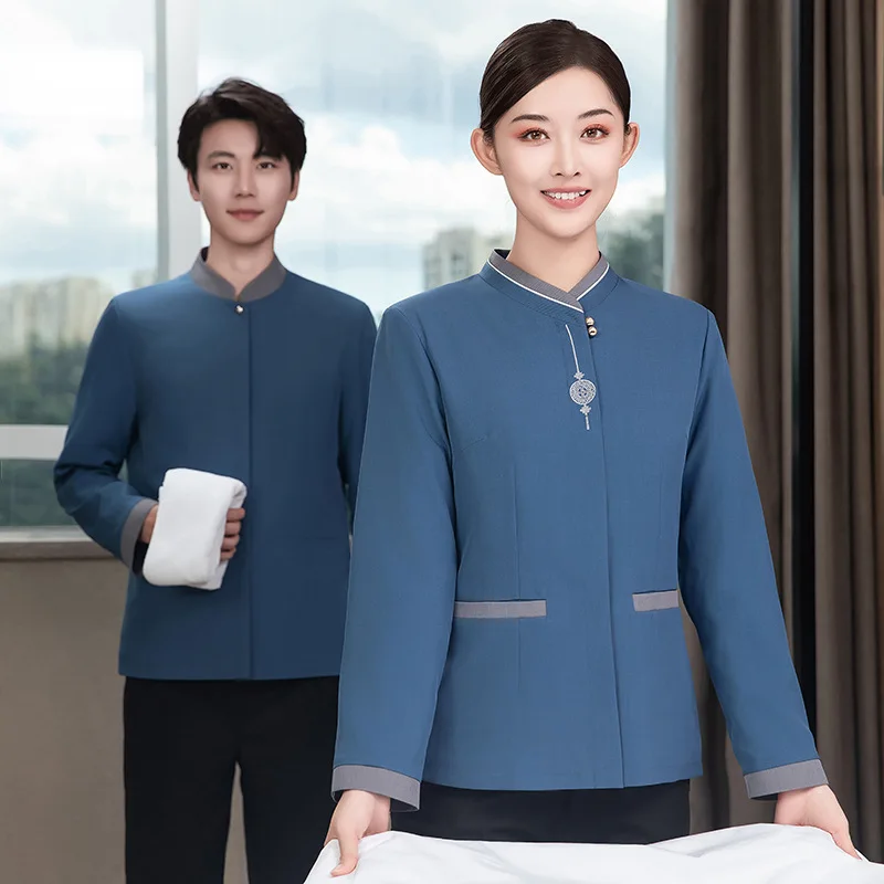 

Property Cleaning Staff Workwear Autumn Winter Long Sleeve Hotel Room Sales Department Housekeeping Cleaning AuntiePAUniform Jac
