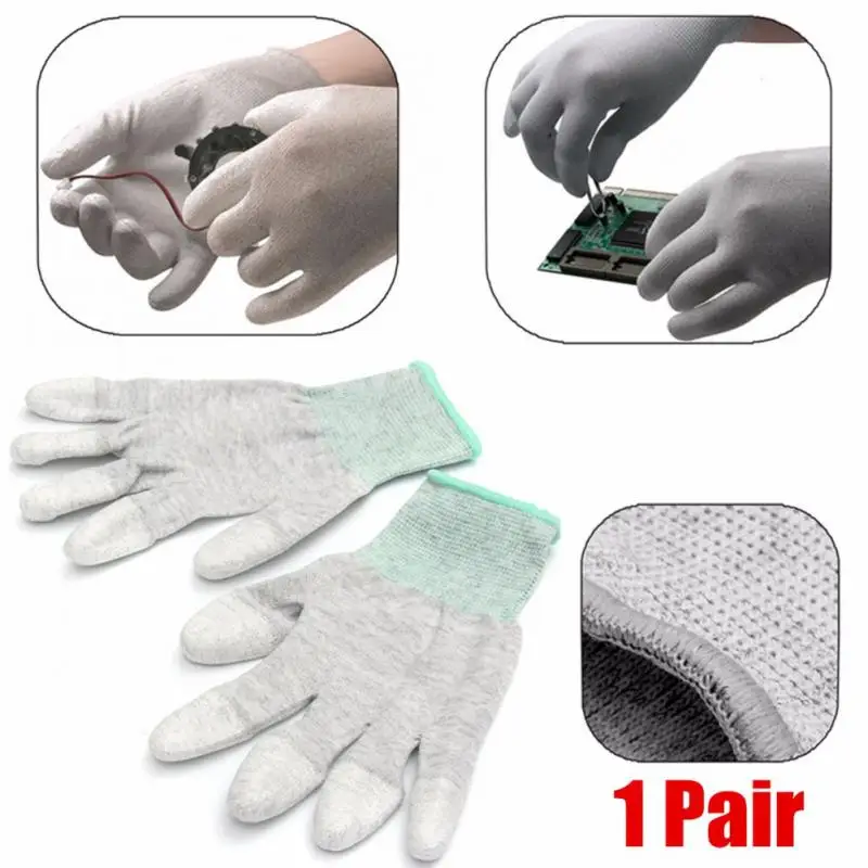 Carbon Fiber Gloves Anti-static Finger Dipping Anti-skid Wear-resistant Labor Protection Electronic Work Industrial Gloves