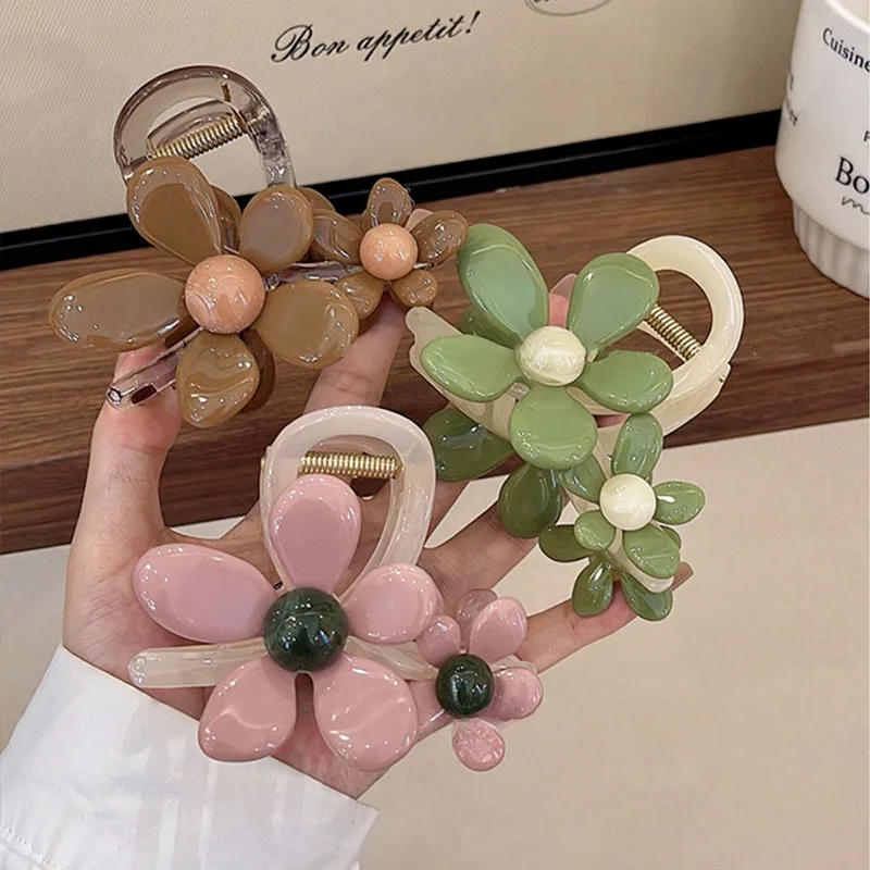 YHJ Elegante Artiglio per Capelli a Fiore Clip per Artigli Floreali alla Moda per Ragazza Stile Coreano Dolce e Carino Clip per Capelli a Granchio Accessori per Capelli per Le Donne