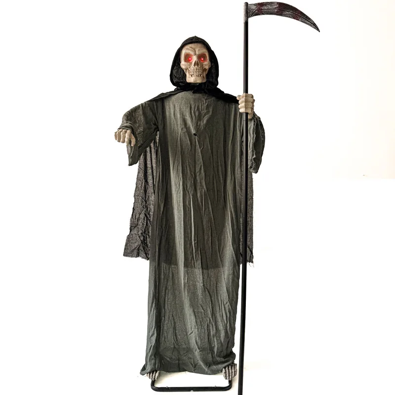 

Standing Reaper with Sickle Cross-Border Detachable Electric Induction Voice Activated Glowing Horror Ornament