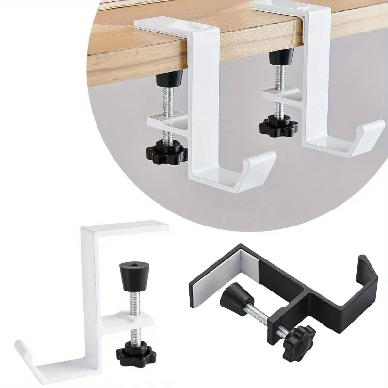 Adjustable Under-Desk Hook Removable Metal Backpack Handbag Holder Gravity Clip for Home Study Tables Space-Saving Organizer