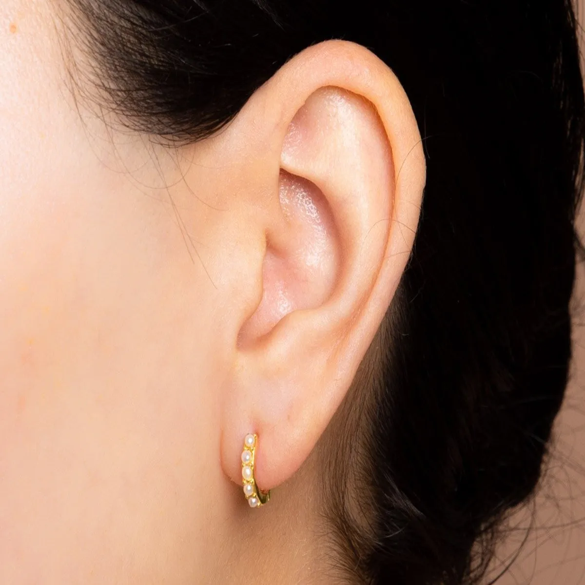 Yuedane Stainless Steel Little Imitation Pearl Hoop Earrings Small Circle Cartilage Earring Piercing Jewelry For Women