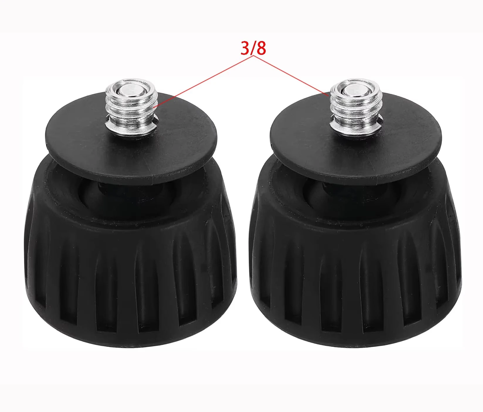 2 pies de trípode de goma universales de 3/8 ", paquete de 2 piezas de repuesto de trípode antideslizante, rotación de 360 grados para trípodes de cámara monopié