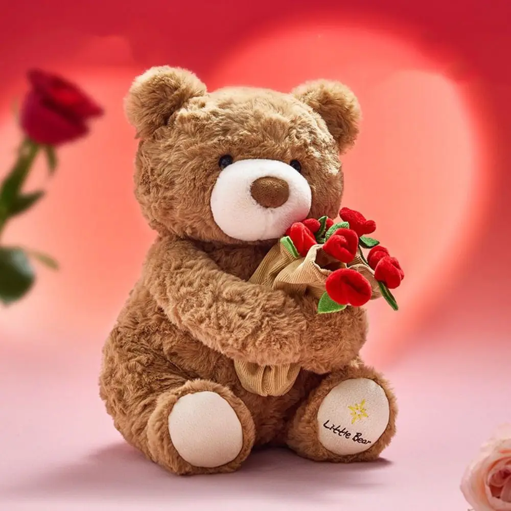 

Kawaii 30cm Bear Plush Toys Rose Flower Detachable Rose Companion Doll Bear Romantic Stuffed Toy Valentine's Day Gifts