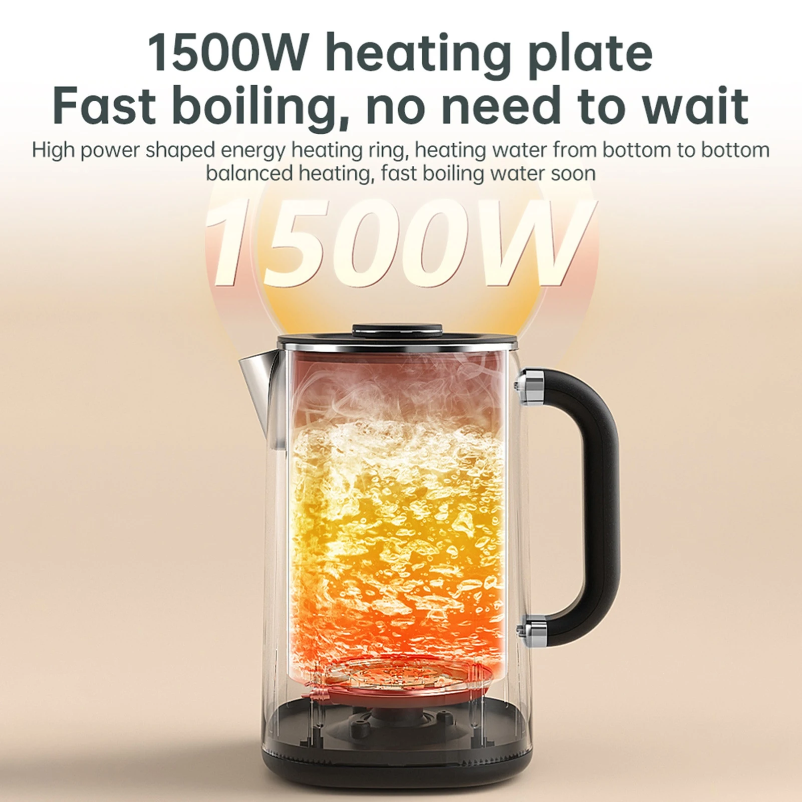 1.7L Electric Kettle Large Capacity Thermostatic Kettle Automatic Heat Preservation Teapot 304 Stainless Steel Liner Health Pot