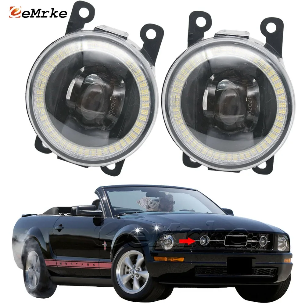 Led Light Assembly Lens Headlights Fog Lamp Angel Eye DRL Daylight 15W Car Ptf for Ford Mustang Pony Package 2006 2007 2008 2009