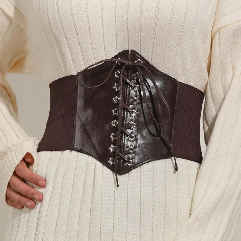 Corsetto elastico da donna cintura larga con lacci regolabile in ecopelle che dimagrisce la decorazione della camicia del vestito dalla cintura del corpo