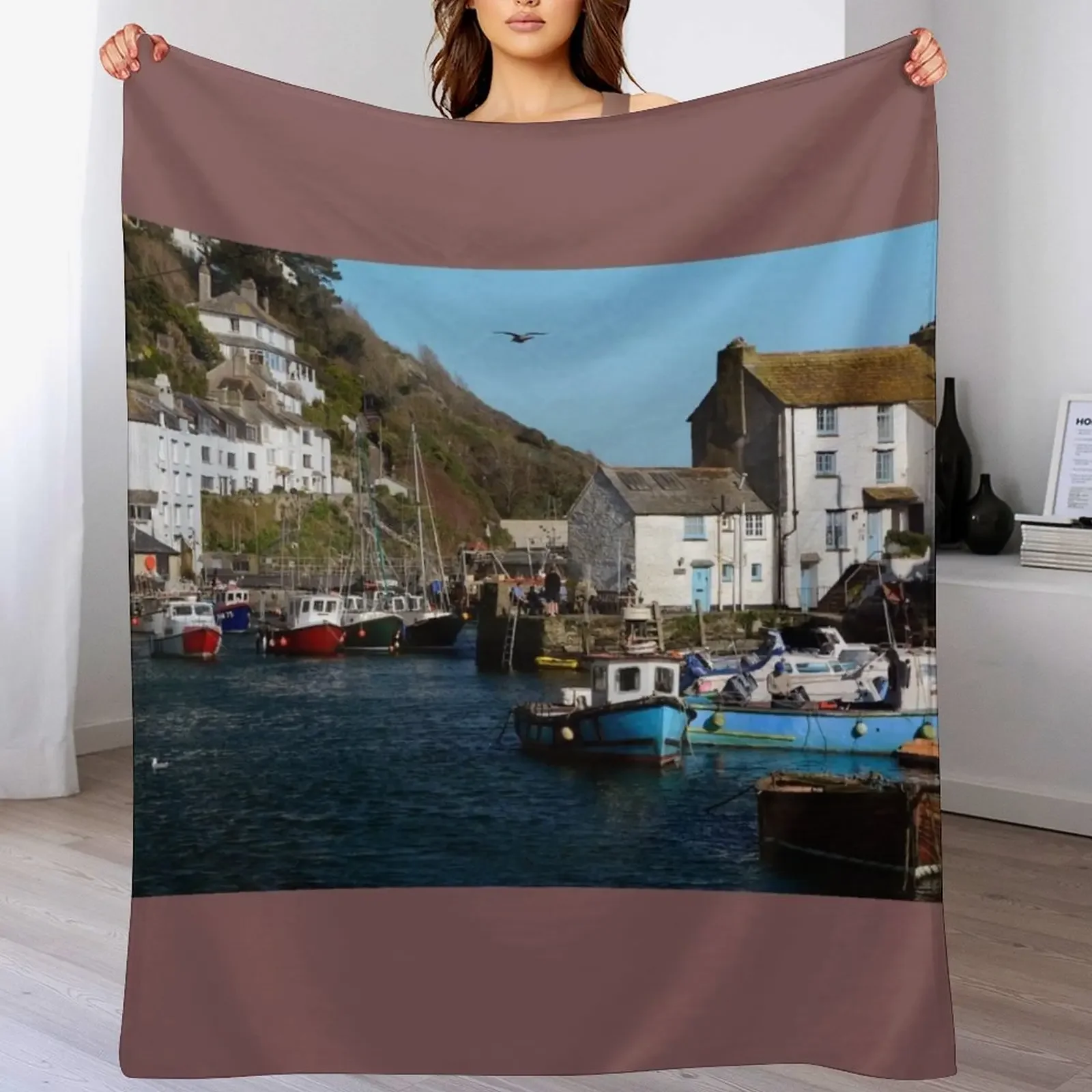 POLPERRO, CORNWALL. APRIL 2017. Throw Blanket For Decorative Sofa Vintage Blankets