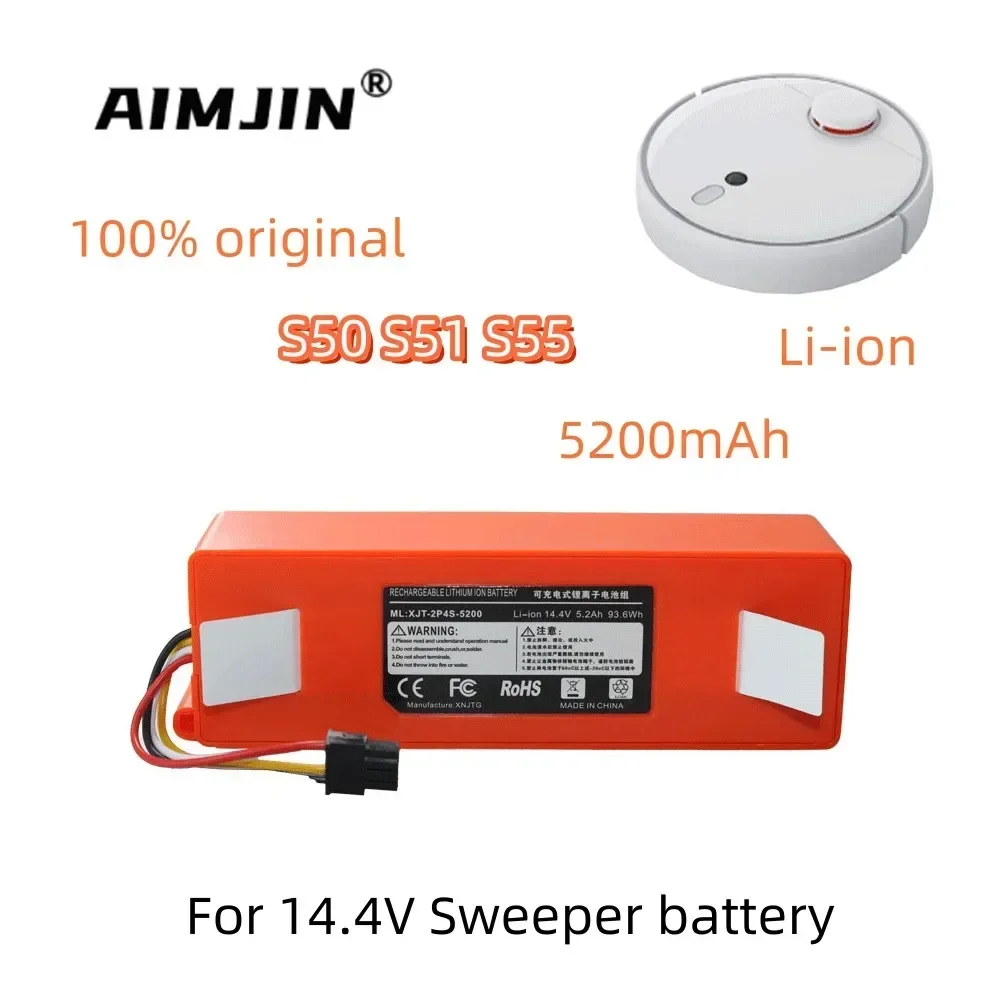 

14.4V For Xiaomi Robot Roborock S50 S51 S55 Accessory 5200mAh Li-ion BatterylRobotic Vacuum Cleaner Replacement Battery