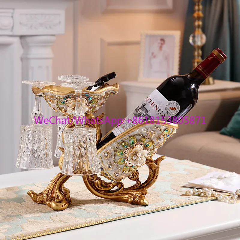 European wine rack ornament, living room luxury wine cabinet decoration, tall wine glass rack, American style
