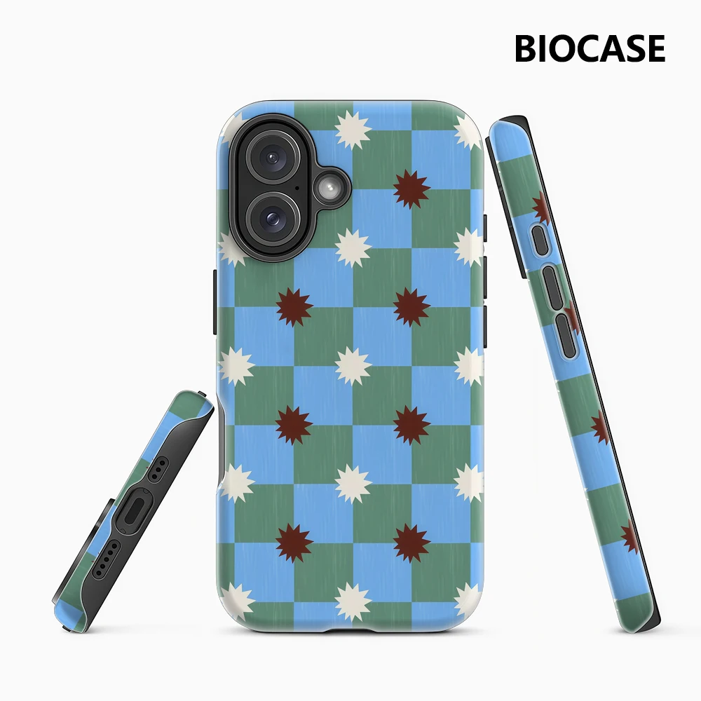 Blaue Schachbrettsterne IPhone 17 Must-Haves Handyhülle für IPhone 17 16 15 14 13 12 Pro Max Plus Doppelschichtige Rückseite