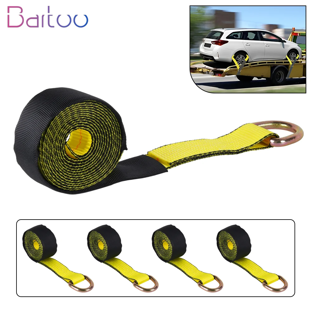 

Bartoo-Universal 4Pcs 2" x 12'(3.66m) High Strength Lasso Tire Tie Down Straps For Flatbed Tow Truck Car Hauling Trailer BTD053