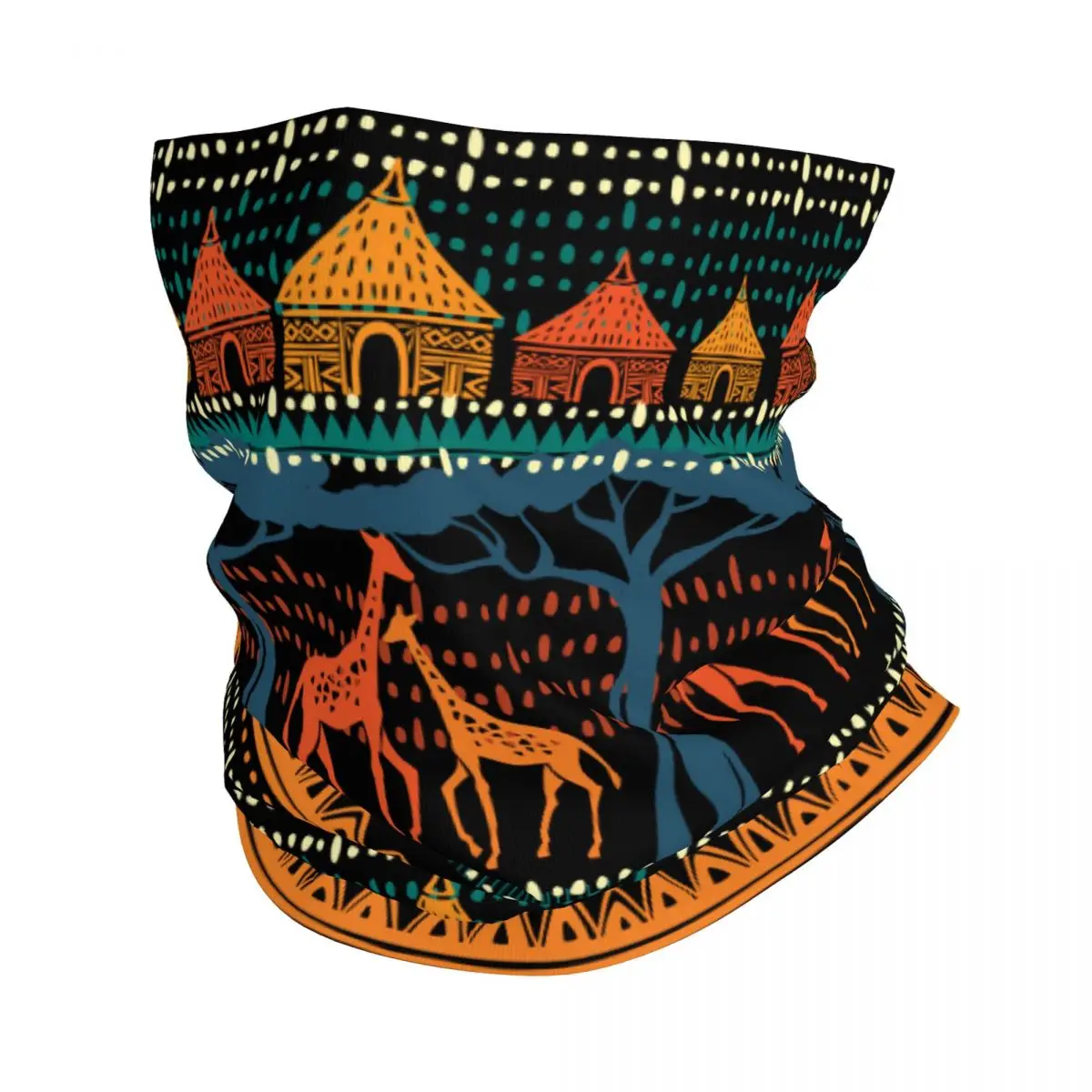 Giraffes And Ethnic Motifs Thin Bandana Neck Gaiter Wrap Scarf Headband Neck Cover