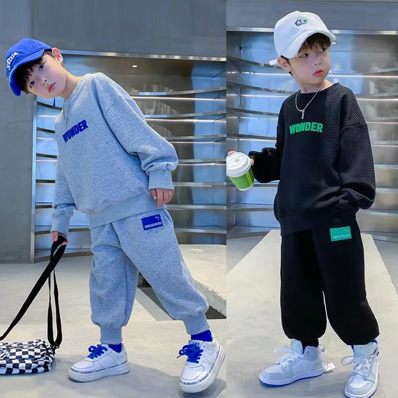 

New Boys Casual Sets Boys Sports Autumn Suits Children's Spring Letter Tracksuit Kids Fashion Sweatshirts+Pants 2Pcs Outfits