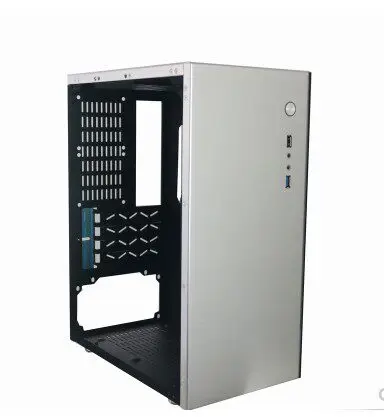 Mini Aluminum Desktop Computer Housing, M‑ATX ITX, Double Glass Side‑Window, Gaming Empty Case