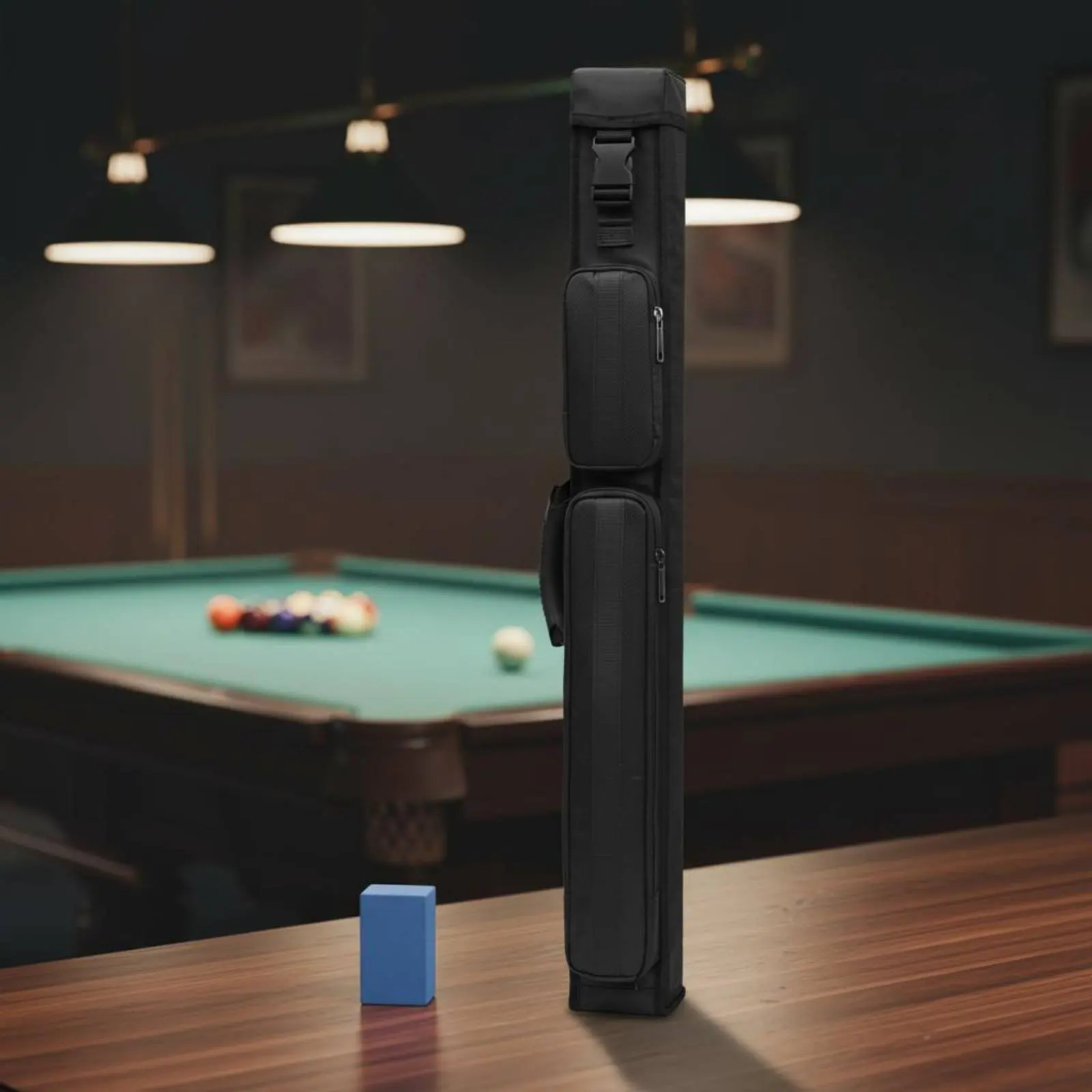 Picture 6: Pool Cue Case Multiple Pockets Snooker Cue Bag Billiard Stick Case Portable Sports Gear Shoulder Strap for Travel