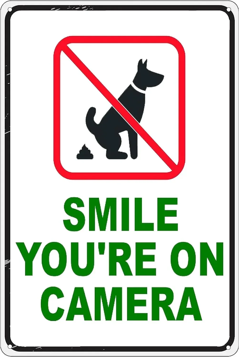 No Pooping Dog Sign,Smile You're on Camera Outdoor Tin Signs Retro Metal Plaque for Home Coffee Bar Pub Poster Wall Art Deco