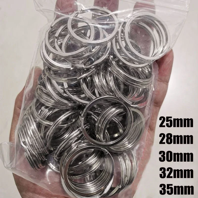 10pcs Stainless Steel Key Rings 25/28/30/32/35mm Round Flat Line Split Rings Keyring for Jewelry Making Keychain DIY Findings