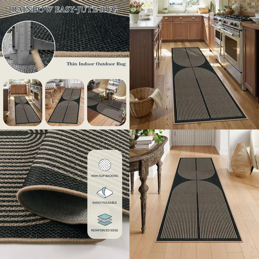 

2x6 Feet Durable Jute Runner Rug, Washable and Non-Slip, Perfect for Entryway, Kitchen, and Outdoor Spaces