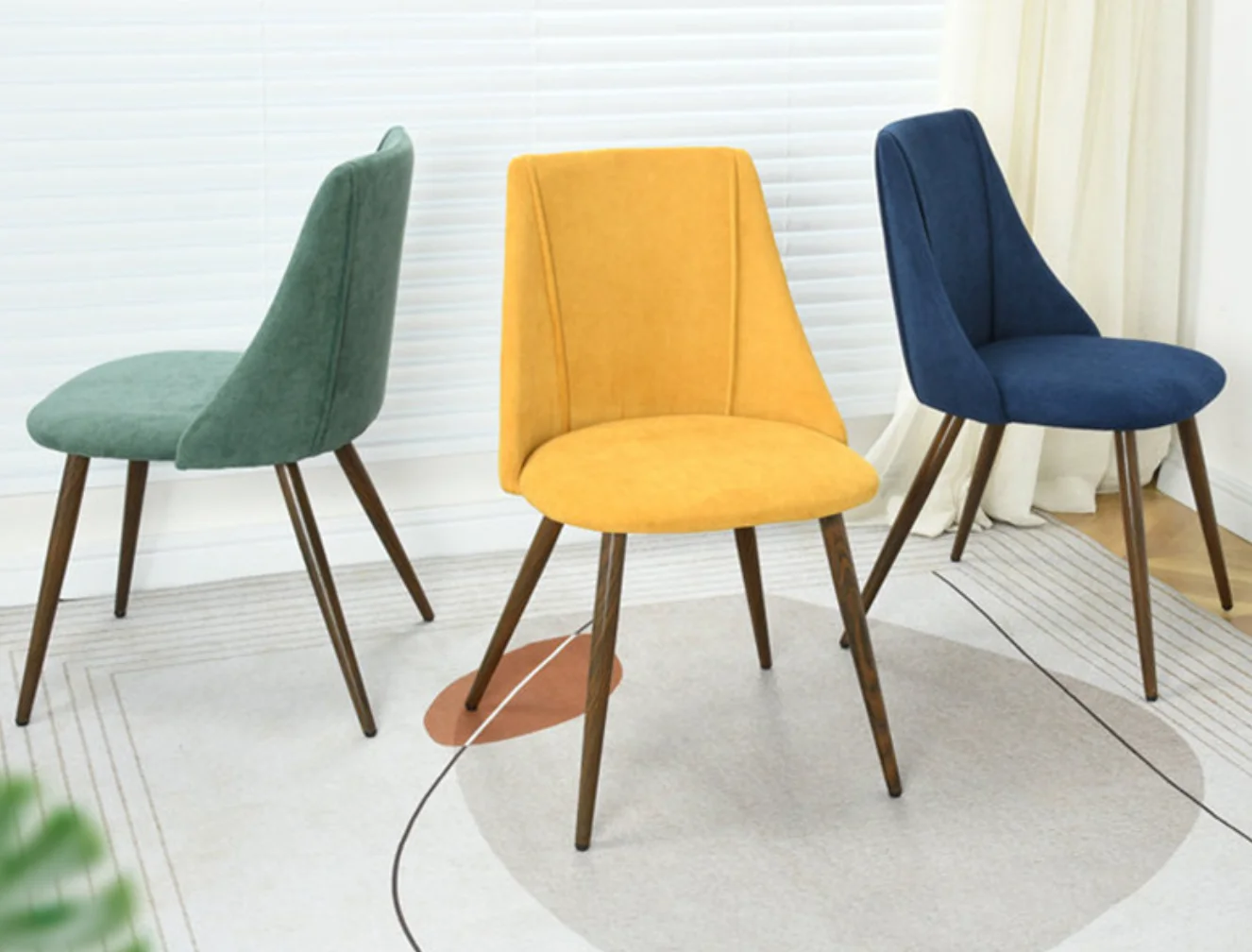 

Q1 Solid Fabric Dining Chair with Metal Legs and Modern Design for Home Hotel Use