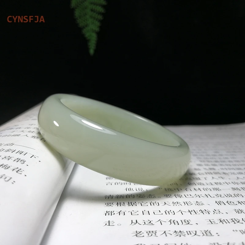 CYNSFJA New Real Rare Certified Natural Hetian Nephrite Women's Lucky Amulets 56mm Jade Bangle Unique High Quality Elegant Gifts