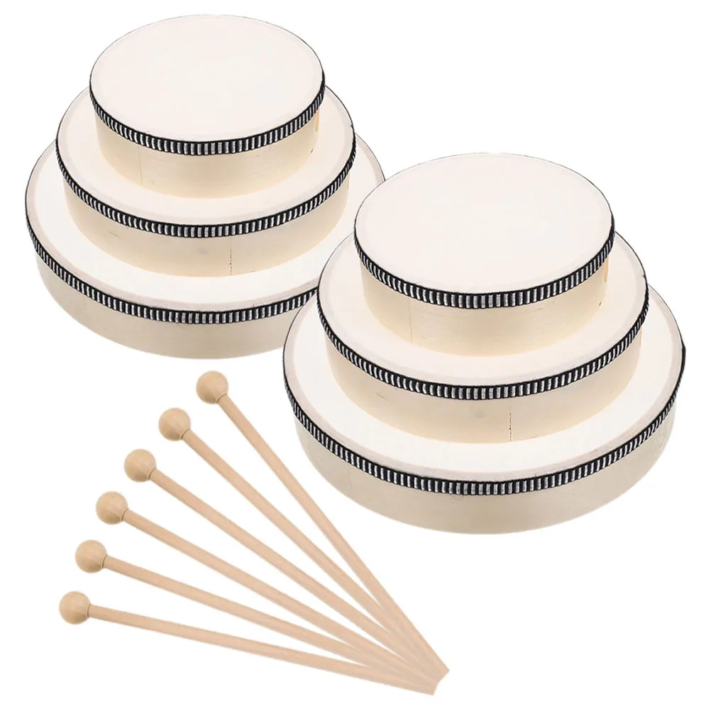 

6Pcs Orff Hand Drum Wood Frame Set Musical Educational Percussion Instrument Enhances Coordination for Kids Adults Parties