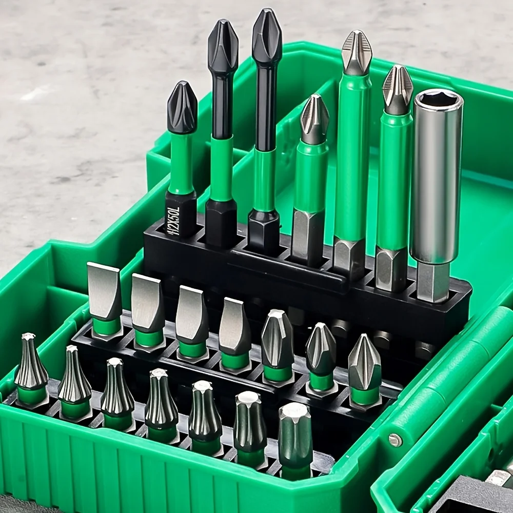 35Pcs Impact Driver Bit Set, Heavy Duty S2 Torsion Zone Screwdriver Bits with Magnetic Nut Driver Extension Holder Storage Case