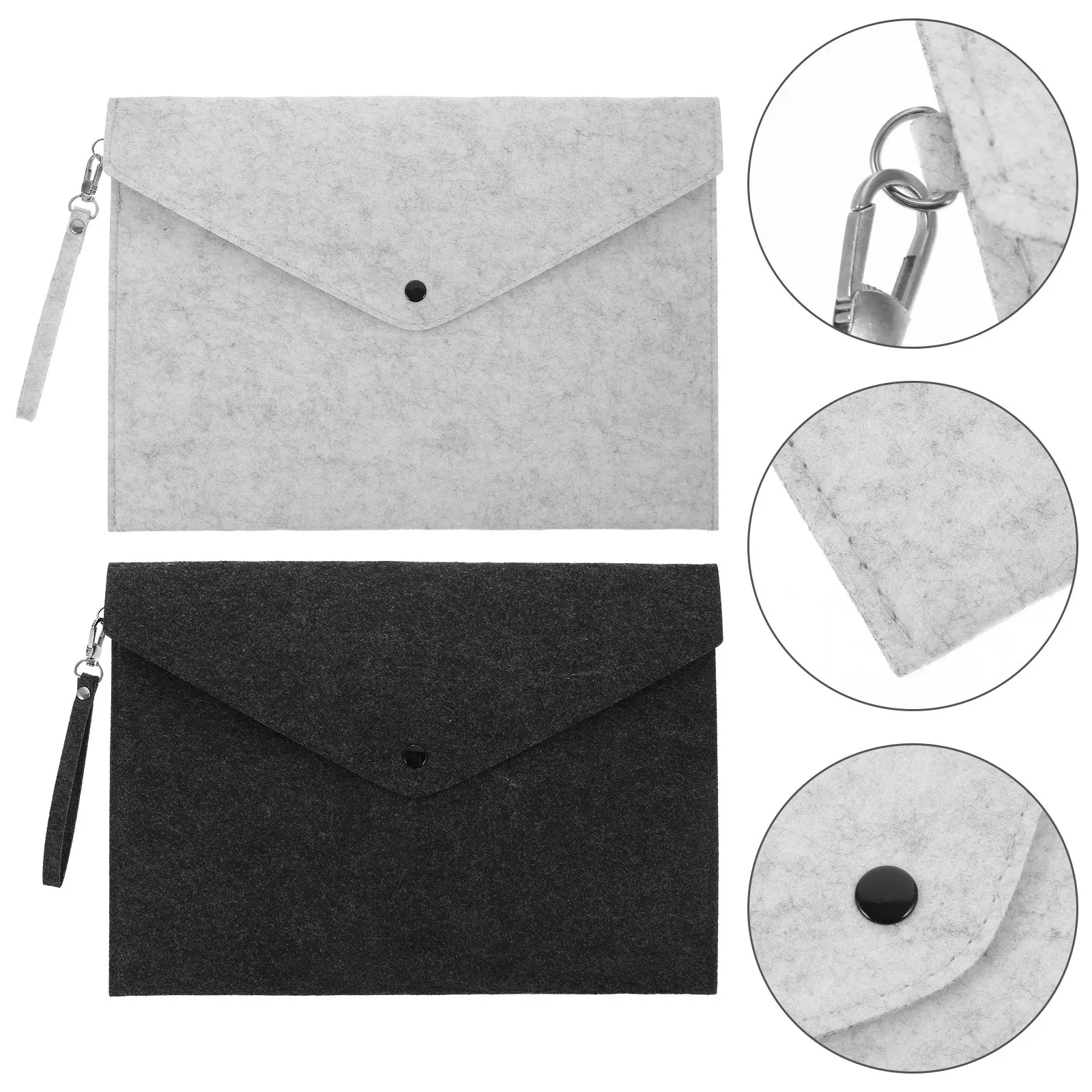 A4 Felt Document Folder 4 Pack Snap Button File Organizer Portable Storage Bag for Office School Business